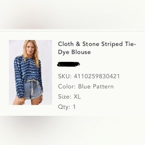 Cloth & Stone Indigo Tie-Dye Top